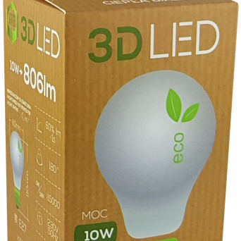 3D LED E27/10 W (zimna)