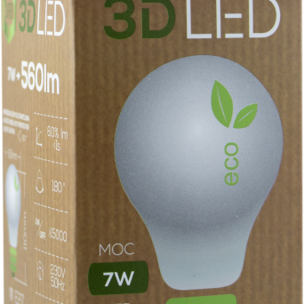 3D LED E27/7 W  (zimna)