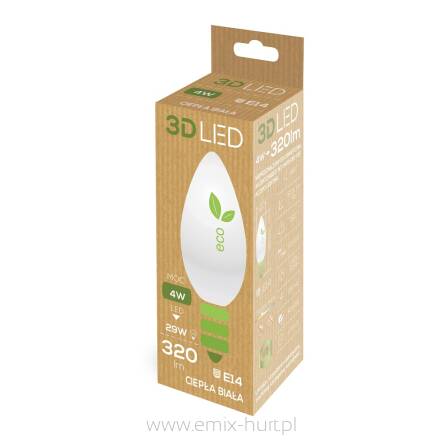 3D LED E14/4 W świeczka (zimna)